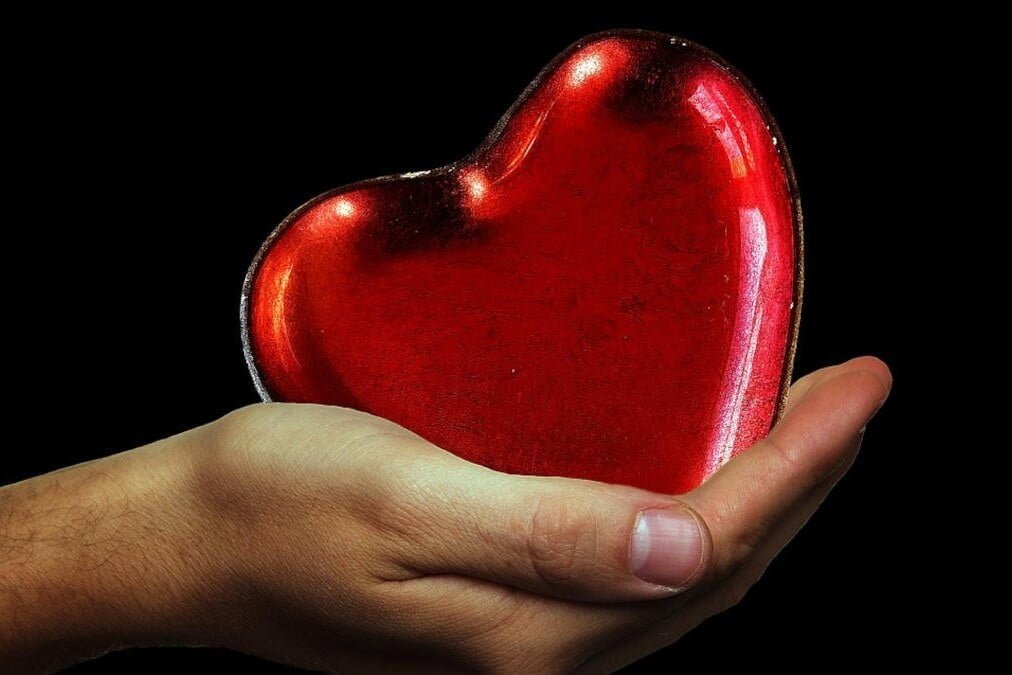 A hand holding a heart